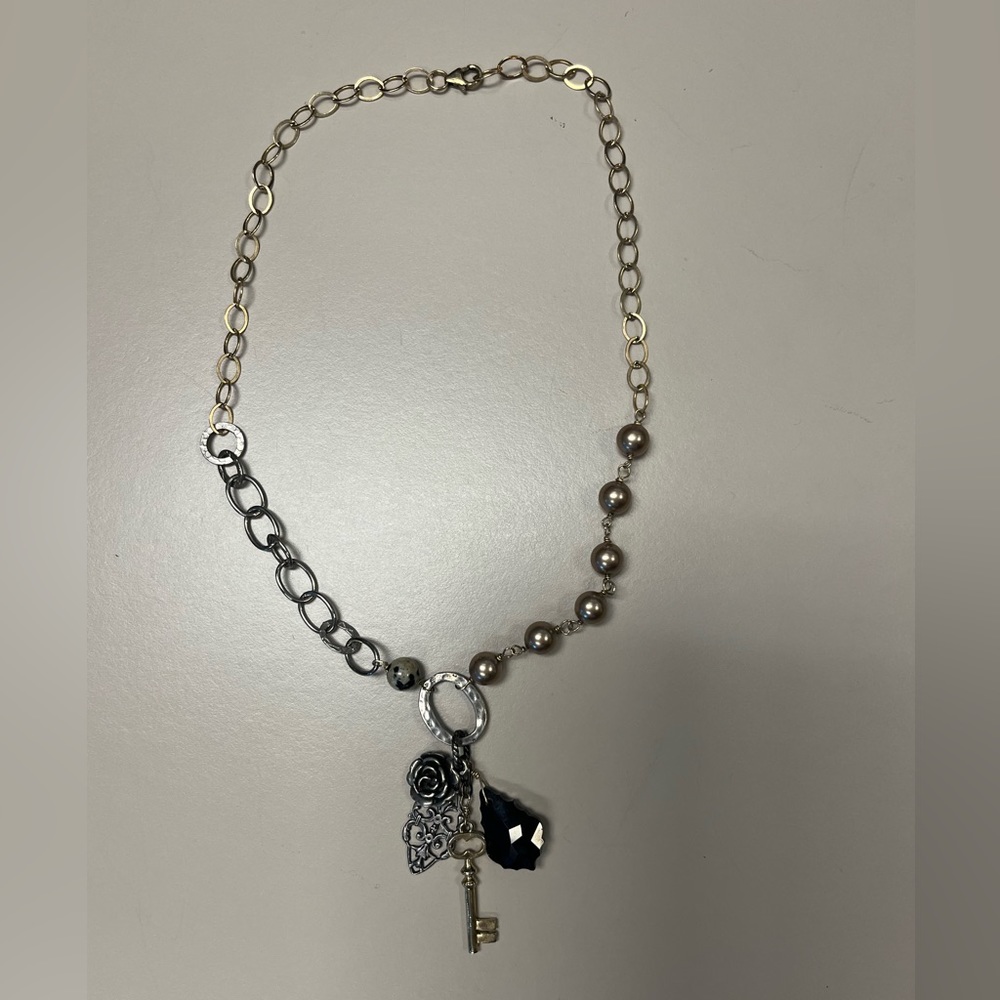 Silver And Gold Necklace 17”